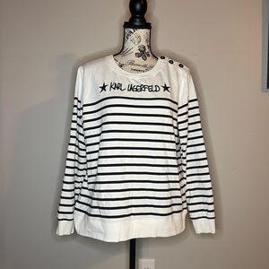 KARL LAGERFELD BLACK WHITE STRIPE long sleeve shirt. Medium